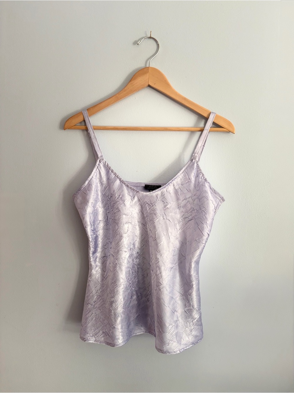 Vintage Textured Lavender Satin Cami Tank Top - Women